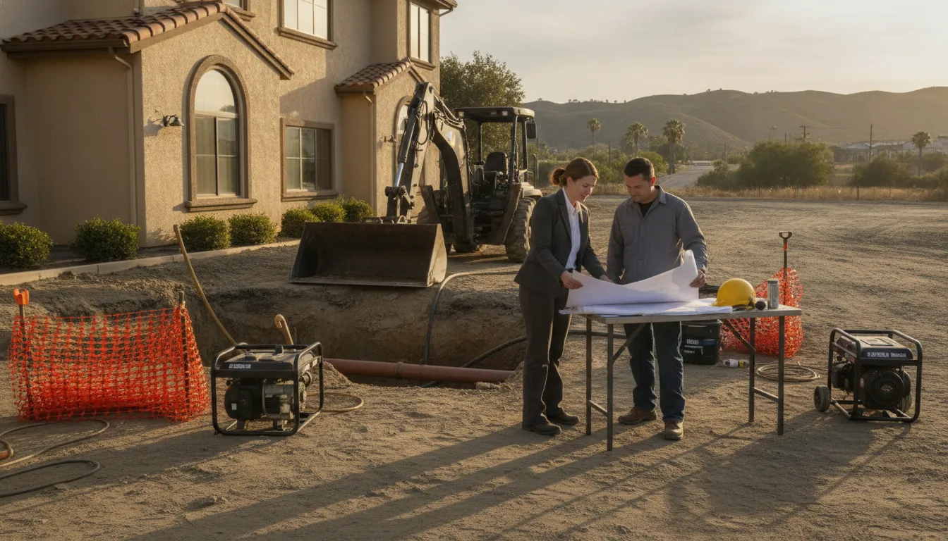 Commercial sewer line repair planning at an Inland Empire business